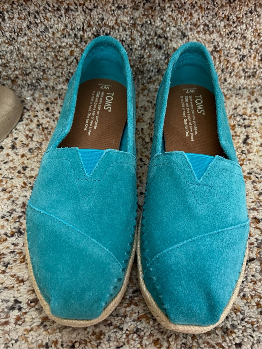 TOMS Turquoise Suede Espadrille Slip-On Flats - Picture 10 of 12